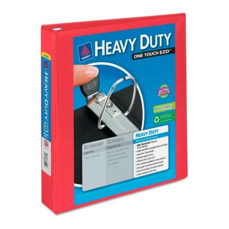 Avery Dennison Avery Heavy-Duty View Binder with One Touch EZD Rings, 1 1/2" Capacity, Red 79171